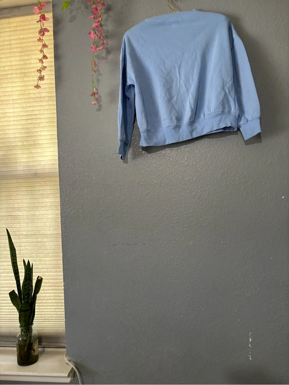 Justice Light Blue Sweatshirt with Mint Green Puffy 'Love Yourself' Graphic